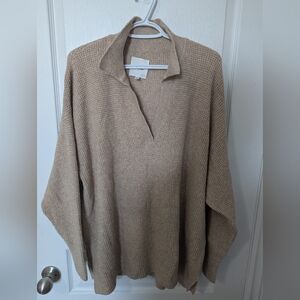 AERIE Cozyup waffle polo sweater